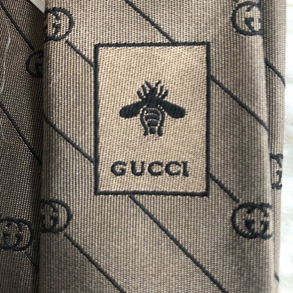 Gucci GG-striped Silk-jacquard tie in Brown NEW WITH TAGS - Picture 8 of 8